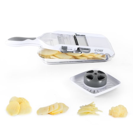 Commercial Chef Multifunctional Grater Slicer with 4 Interchangeable Blades, Storage Bin, Slices Grates Shreds CH1578